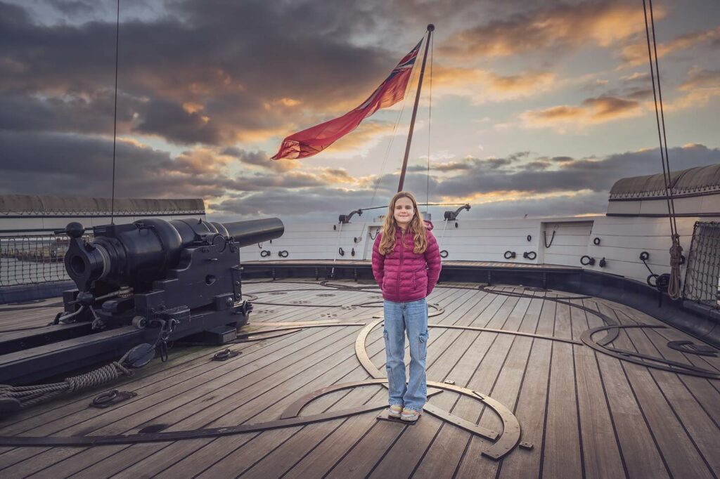 Thea on the HMS warrior ship at Portsmouth ⚓️ 🌅 🌊

#wideangleportrait #sunsetportrait #hmswarrior #nikonz1424mmf28 #24mm #sunsetphotography #nikon